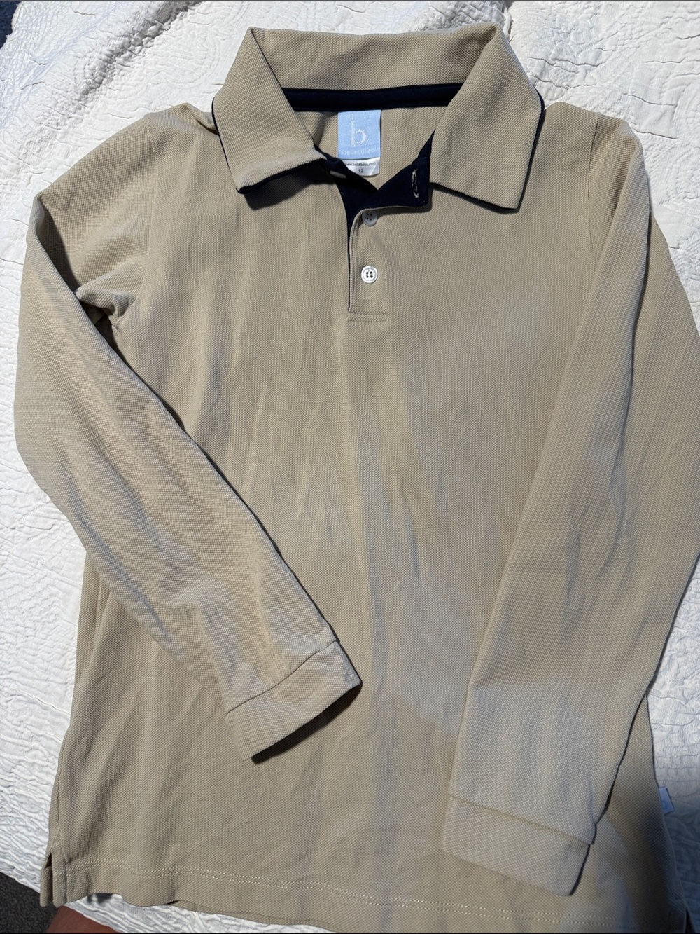 bella bliss Long Sleeve Polo in Light Khaki